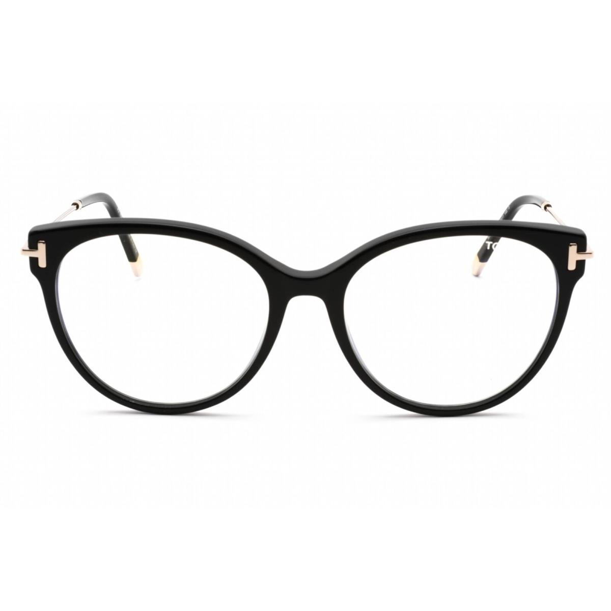 Tom Ford Women`s Eyeglasses Shiny Black Plastic Round Shape Frame FT5770-B 001