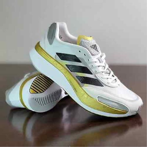 Adidas Adizero Boston 10 Tin Man Elite Women`s Running Shoes Size 9 White Gold