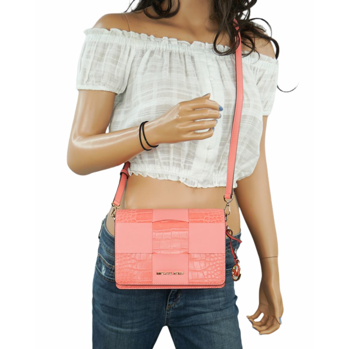 Michael Kors Mercer Small Shoulder Crossbody Bag Clutch Grapefruit