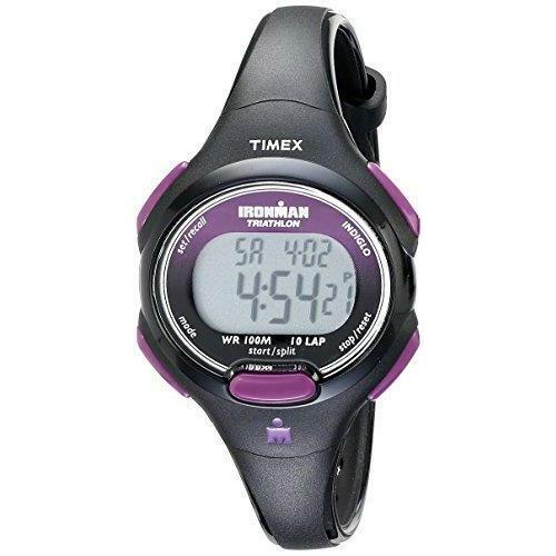 Timex Women`s T5K523 Ironman Essential 10 Mid-size Black/purple Resin Strap