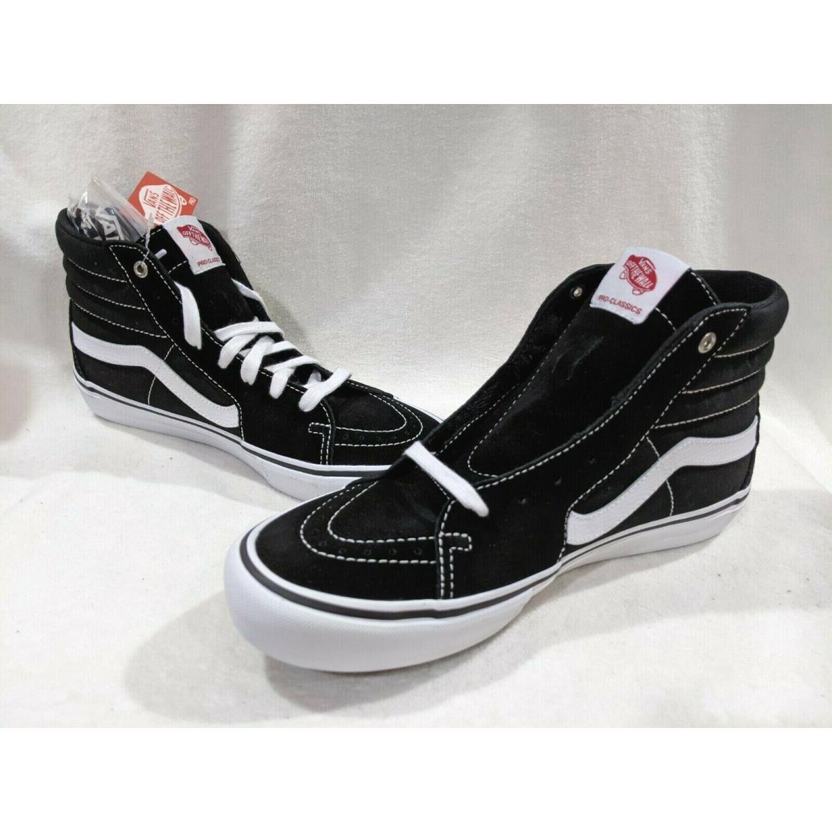 Vans Men`s SK8 Pro Black/white Hi Top Sneakers - Size 9