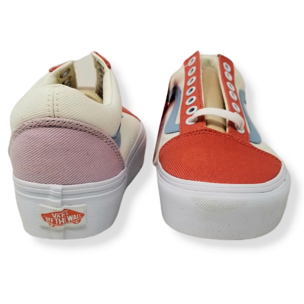 old skool platform vans orange and white