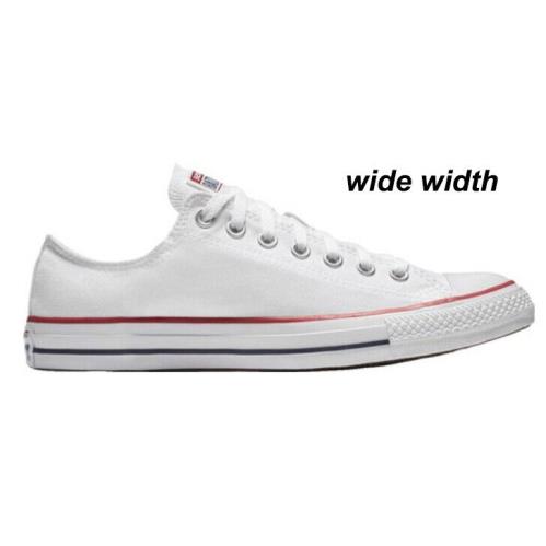 Converse Wide Width Unisex Chuck Taylor All Star Low Sneakers Mens Size Optical White