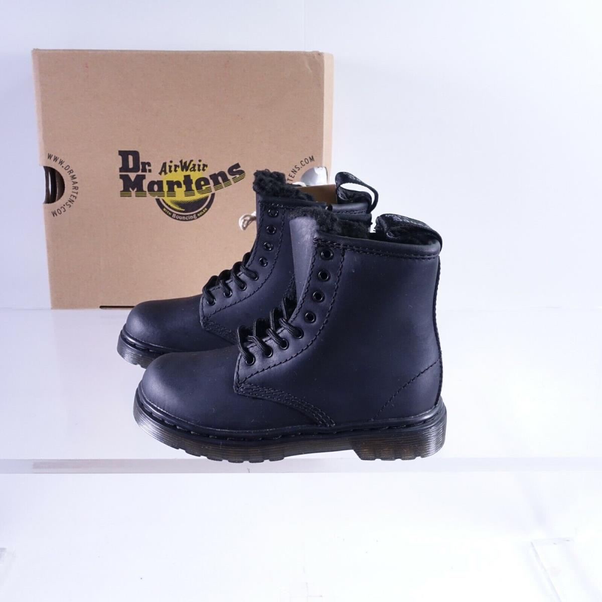Size 10 Toddler`s Dr. Martens 1460 Serena Mono Republic Waterproof Boot Black