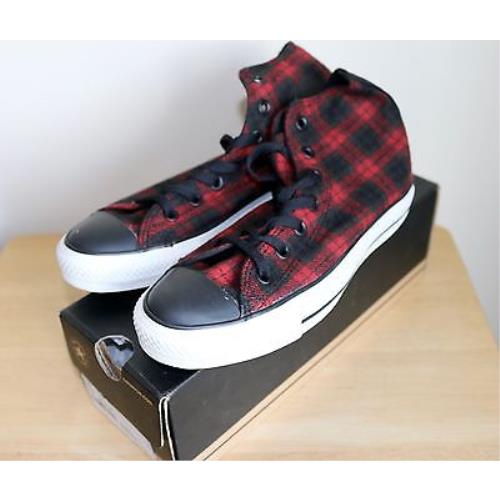 black and red plaid converse