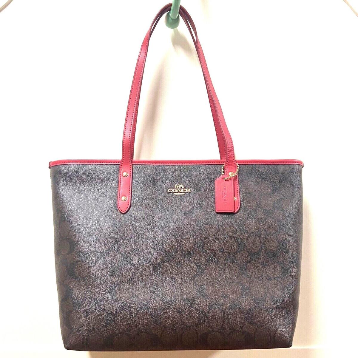 Coach Crossgrain Leather City Zip Tote F58846 F294887 F57522 F38161 F37785 Brown true red