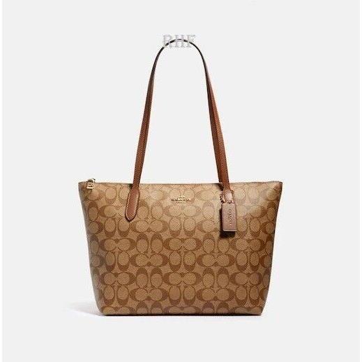 Coach Zip Top Tote In Signature Canvas