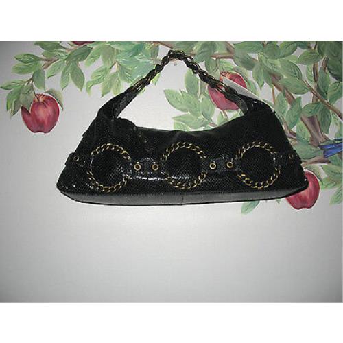 Steve Madden Python Black Leather w Chains Handbag