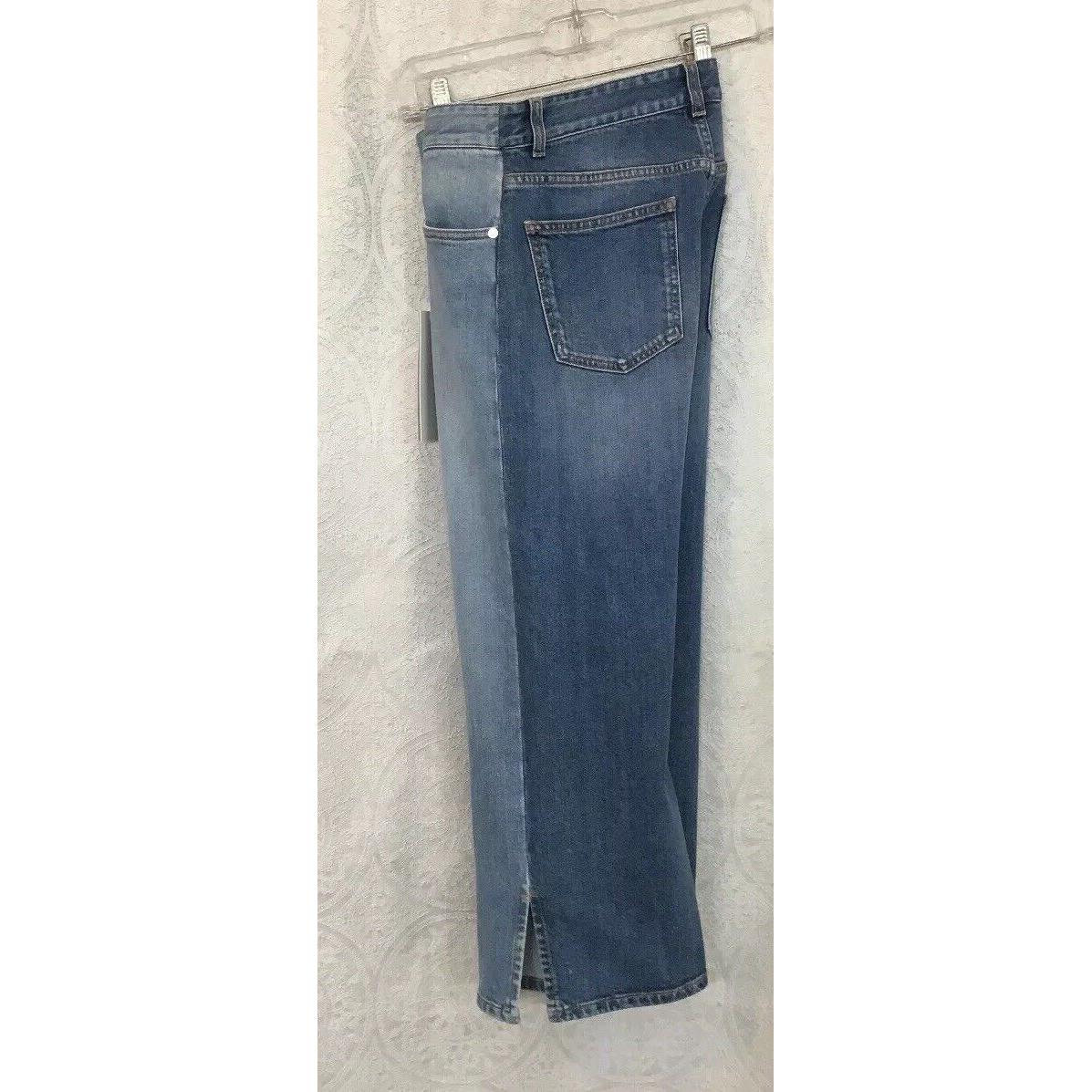 Stella Mccartney Crop Wide Leg Jeans Two-sided Blue Color Block Size 24