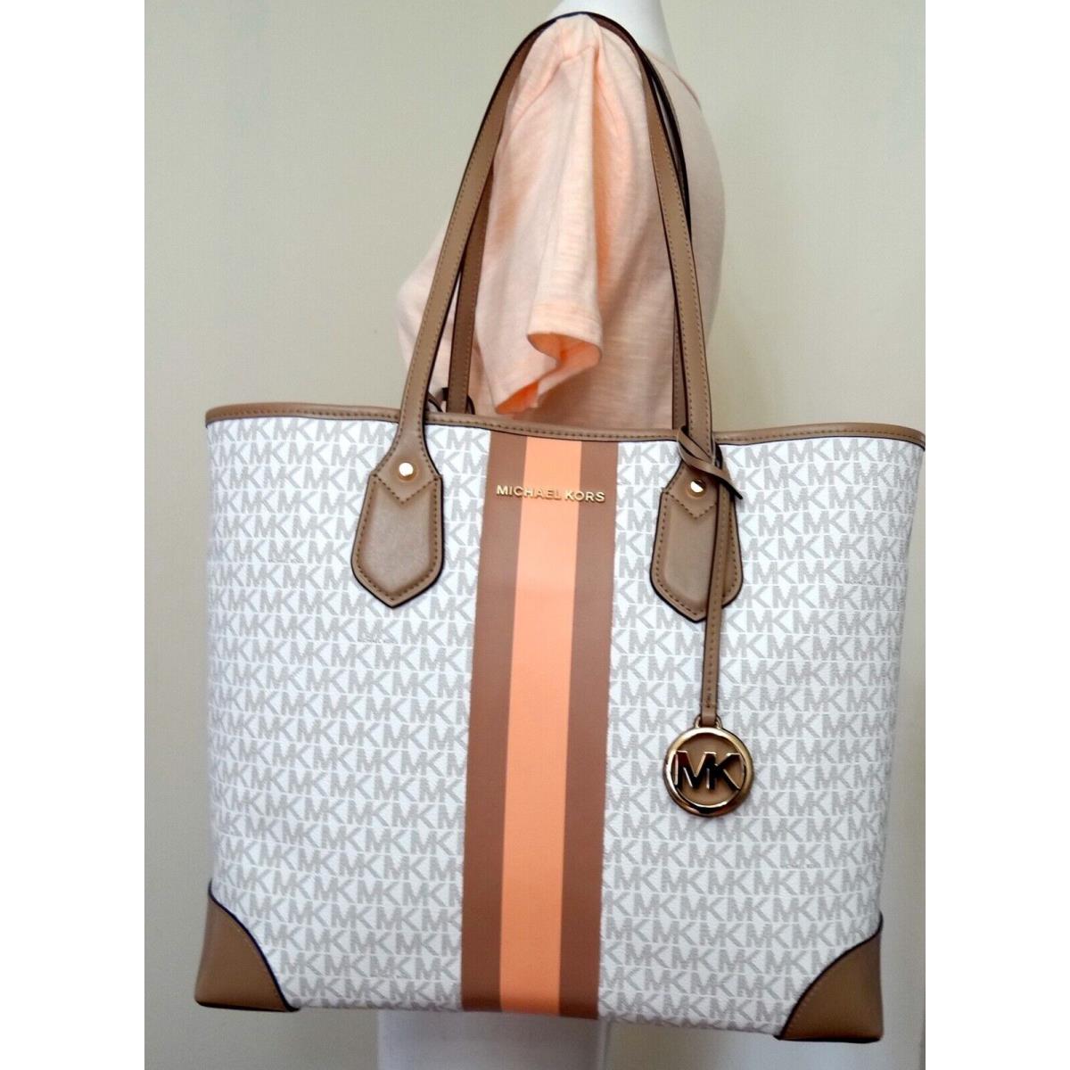 Michael Kors Eva MK Signature Pvc Leather Large Travel Tote with Pouch Cantaloupe/MULTI