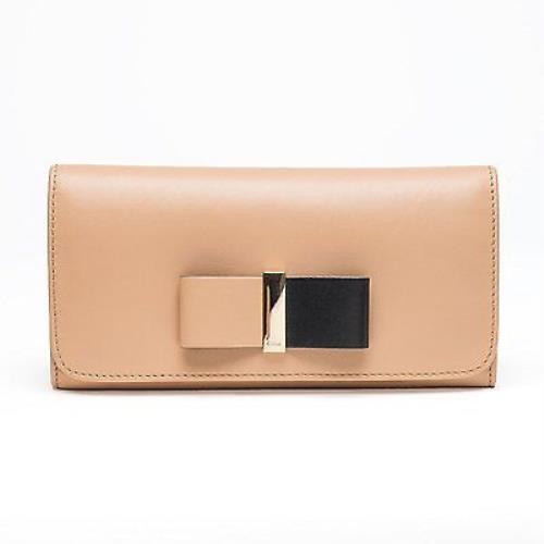Chloé Chloe Wallet Biscotti Beige Black Bow Leather Wallet Italy Snap