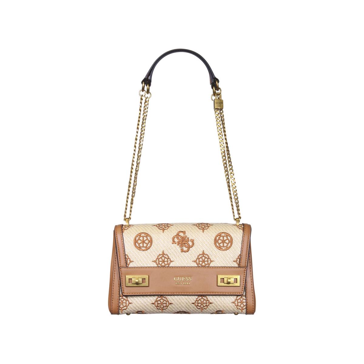 Guess Women`s Katey Shoulder Handbag Faux Leather,Straw