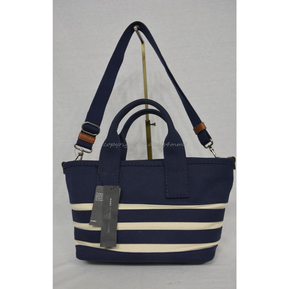 Marc By Marc Jacobs M0007856 Small Stripes Tote in Prussian Blue Ecru