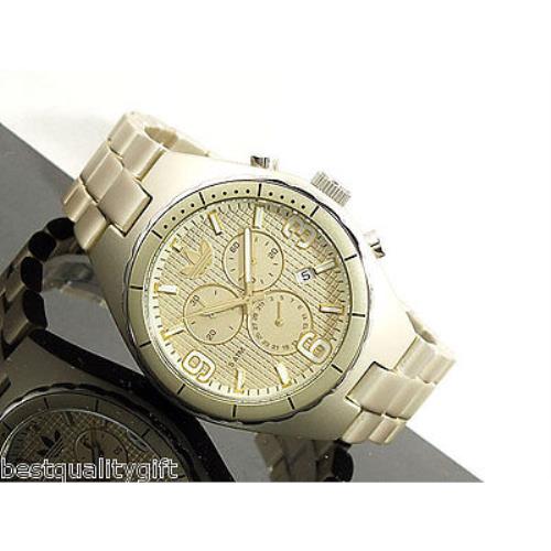 Adidas Cambridge Pale Gold Tone Aluminum Chronograph Watch+date ADH2574