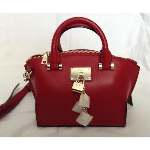 Dkny Elissa Small Crossbody Leather Satchel IN Red