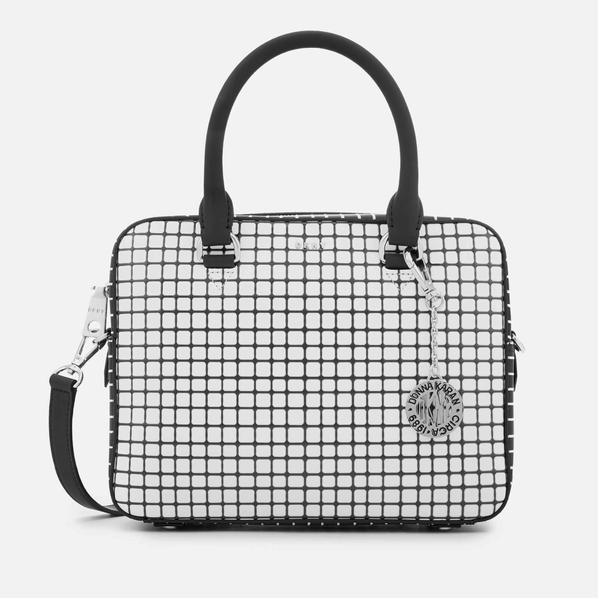 Dkny Bryant Top Zip Around Satchel White Black Crossbody