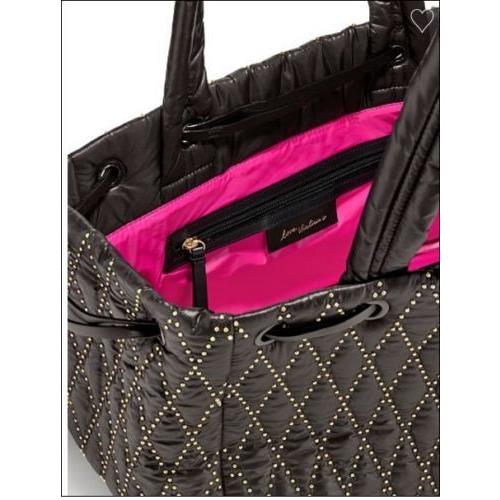 Victoria`s Secret Glam Rock Quilted Travel Tote Black Studded Black