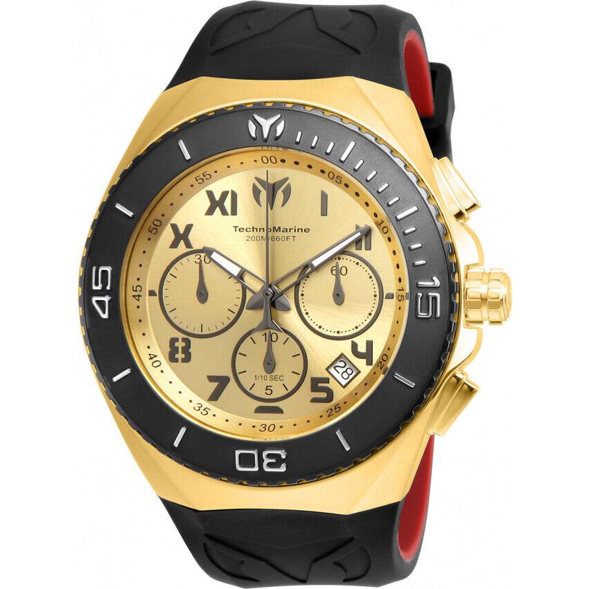 Technomarine Ocean Manta Men`s 48mm 14K Gold Plated Chronograph Watch TM-215067