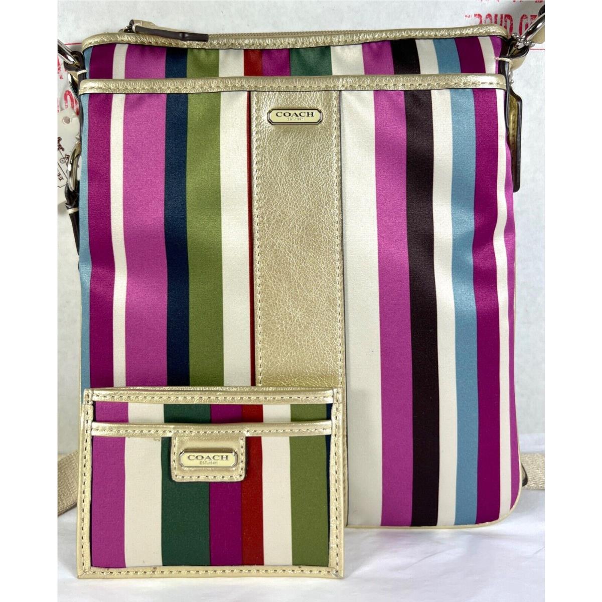 Coach 48625B Legacy North South Multicolor Stripe Crossbody Card Case