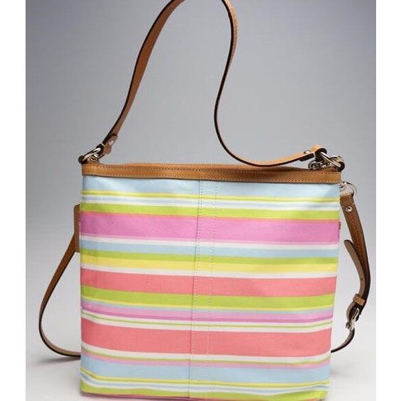 Coach Convertible Beach Stripe File Crossbody Swingpack Shoulder 13719 Pink