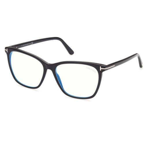 Tom Ford FT 5762-B 001 Shiny Black Blue Light Blocking Square Women Eyeglasses