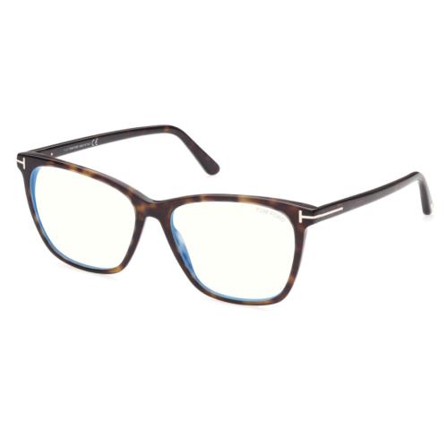 Tom Ford FT 5762-B 052 Shiny Classic Dark Havana Blue Light Blocking Eyeglasses