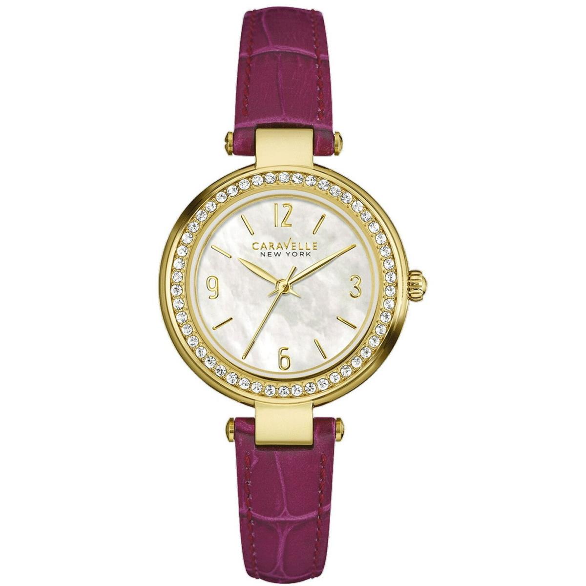 Bulova Women`s Quartz Stainless Steel and Leather Casual Watch Purple 44L176