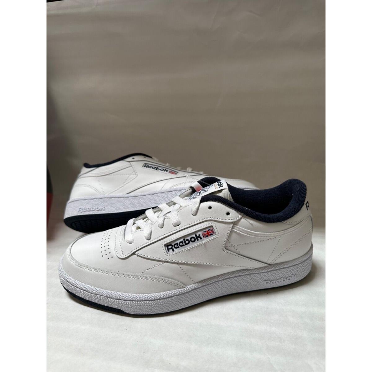 Reebok Club C 85 Men s Tennis Shoe White Navy Sneaker Size 8.5 AR0459 Rack J