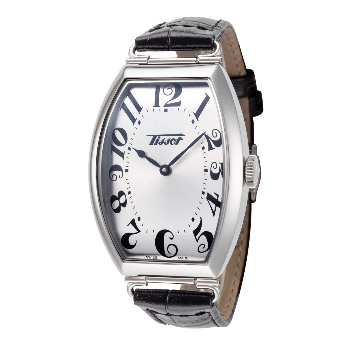 Tissot Men`s T128.509.16.032.00 Heritage 42.45mm Quartz Watch - Dial: Silver, Band: Black, Other Dial: Silver