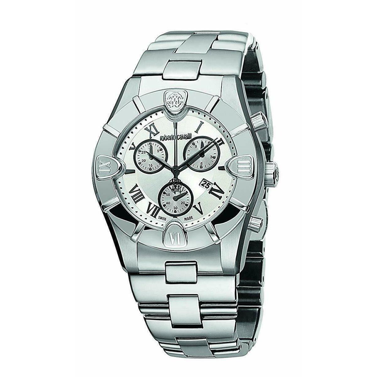 Roberto Cavalli R7253616015 Silver Tone Chrono Sapphire Crystal Mens Swiss Watch