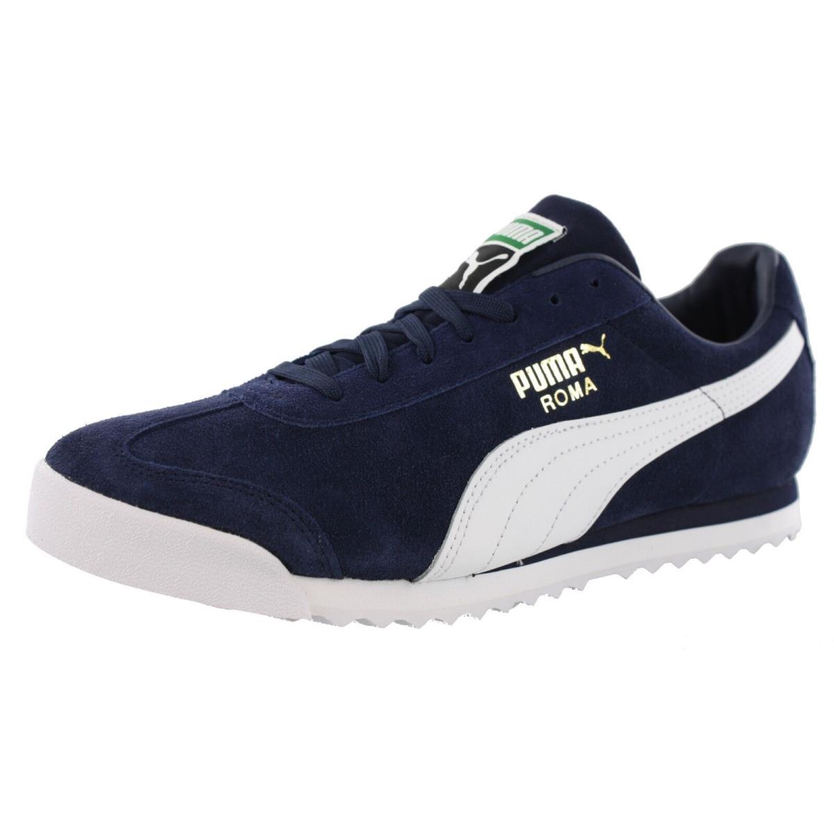 Puma Men`s Roma Suede Classic Retro Sneakers PEACOAT/WHITE/GOLD