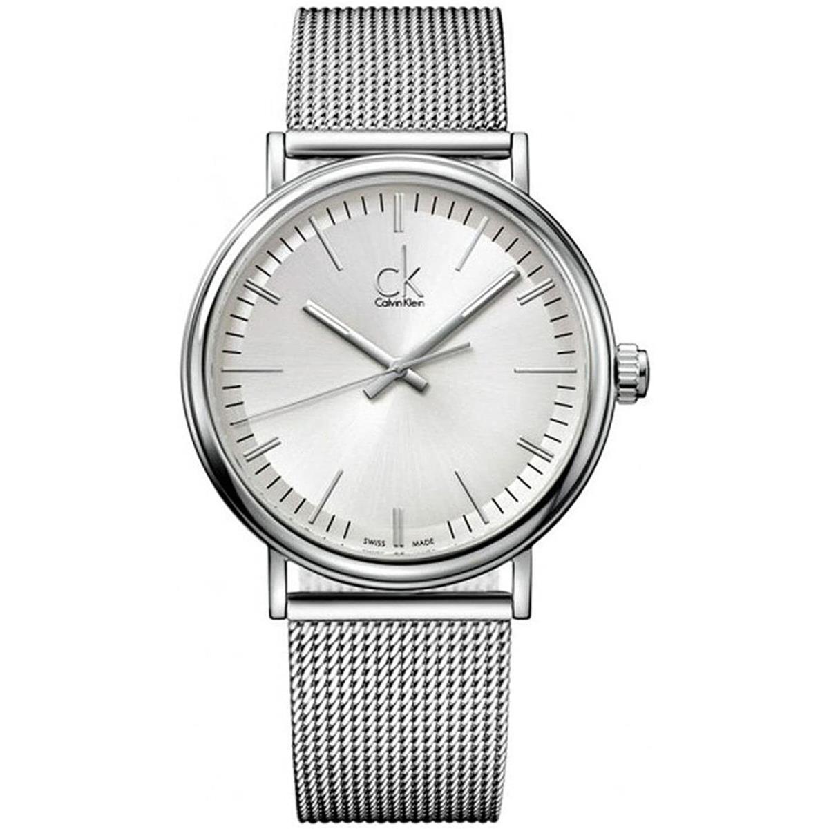 Calvin Klein Surround K3W21126 Silver Tone Silver Dial Men`s Classic Swiss Watch