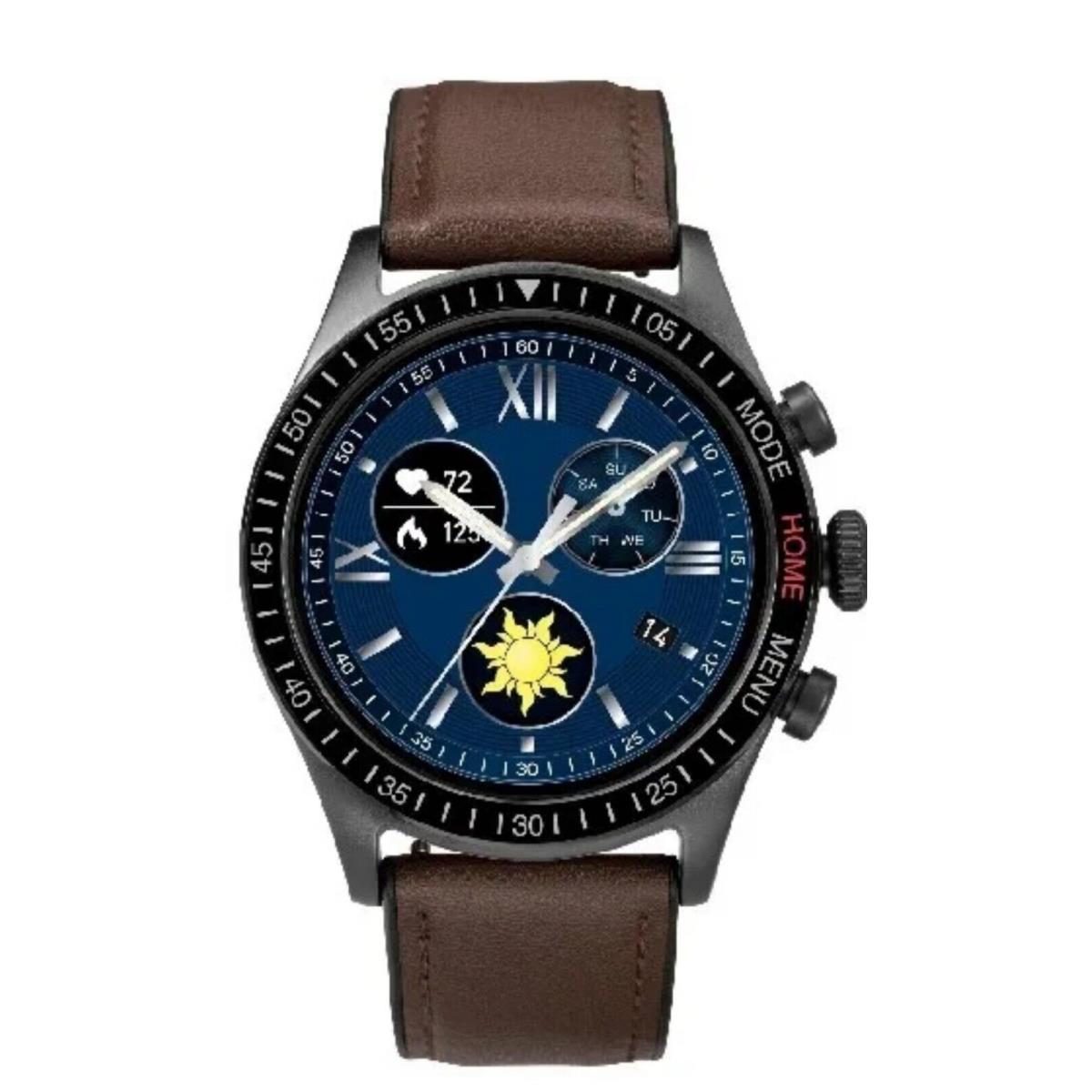 Timex Men`s Smartwatch Digital 43mm Leather Strap St Steel Watch