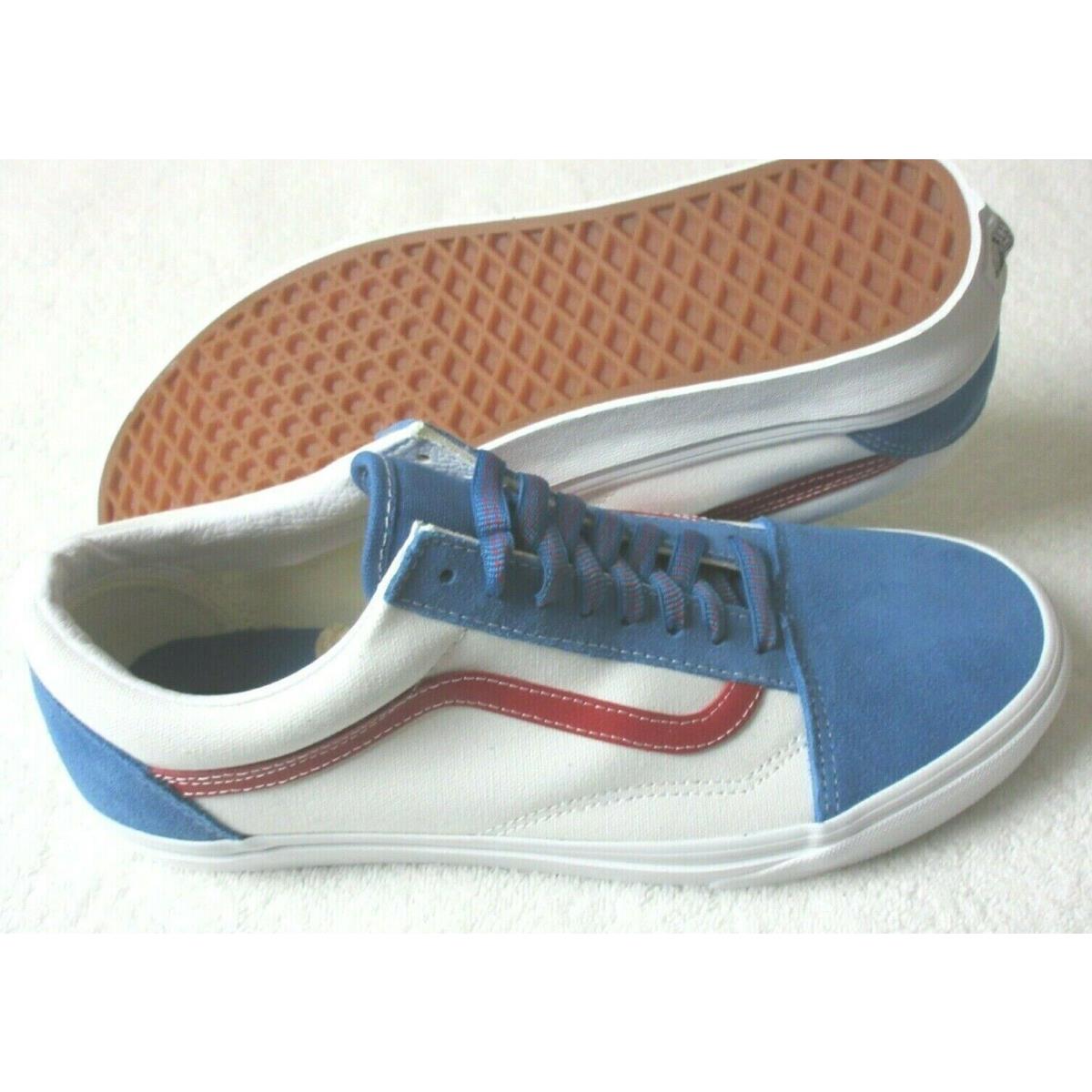 Vans Men`s Old Skool Sport Pop White Blue Red Canvas Suede Skate Shoes Size 13