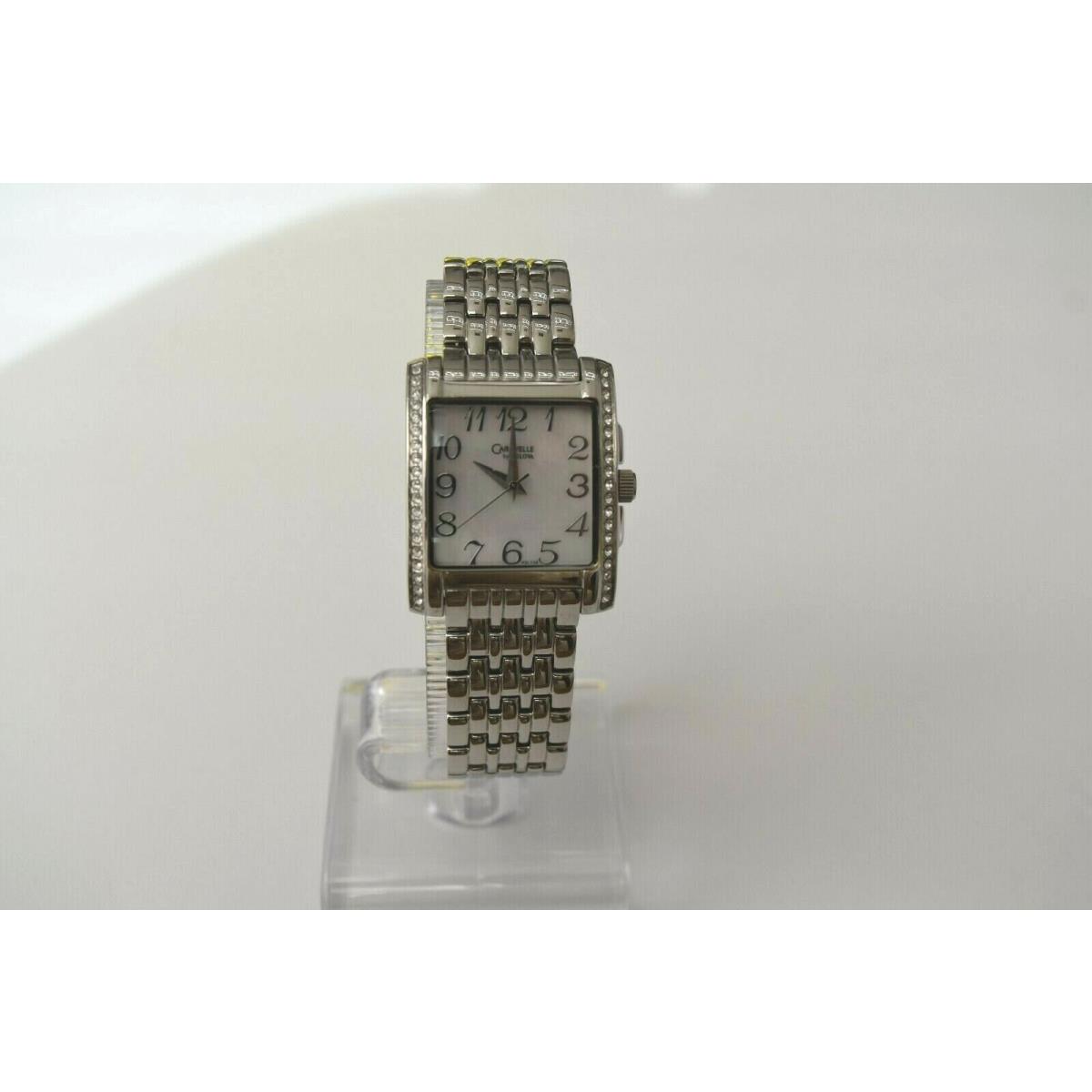 Caravelle By Bulova Stainless Steel White Mop Dial Crystal 43L138 Watch