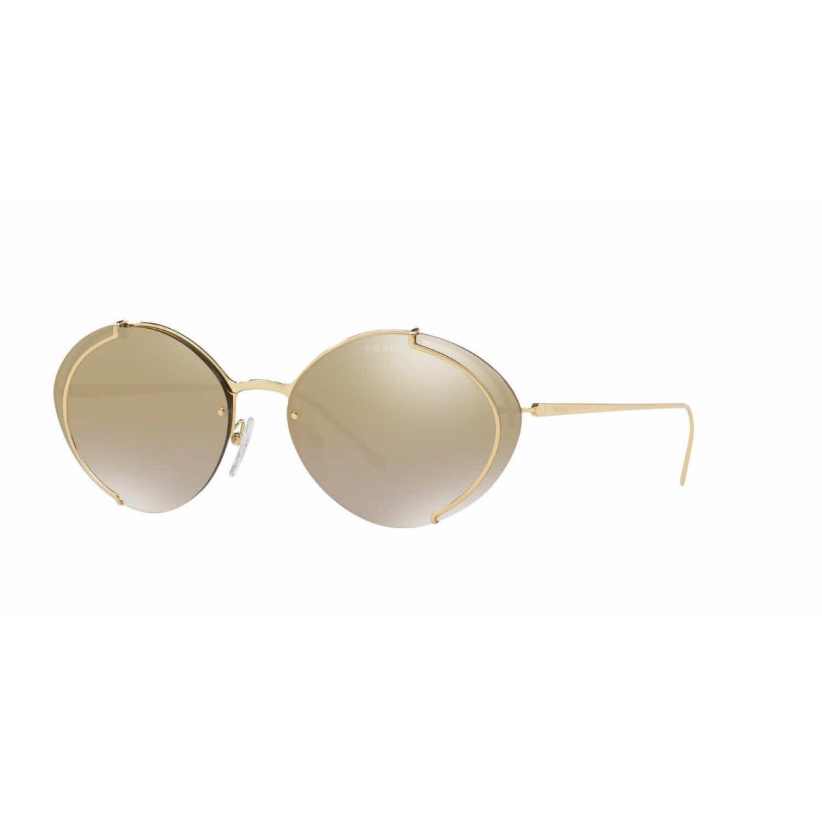 Prada PR 60US 5AK2G2 Gold Metal Oval Sunglasses Gold Mirror Gradient Lens