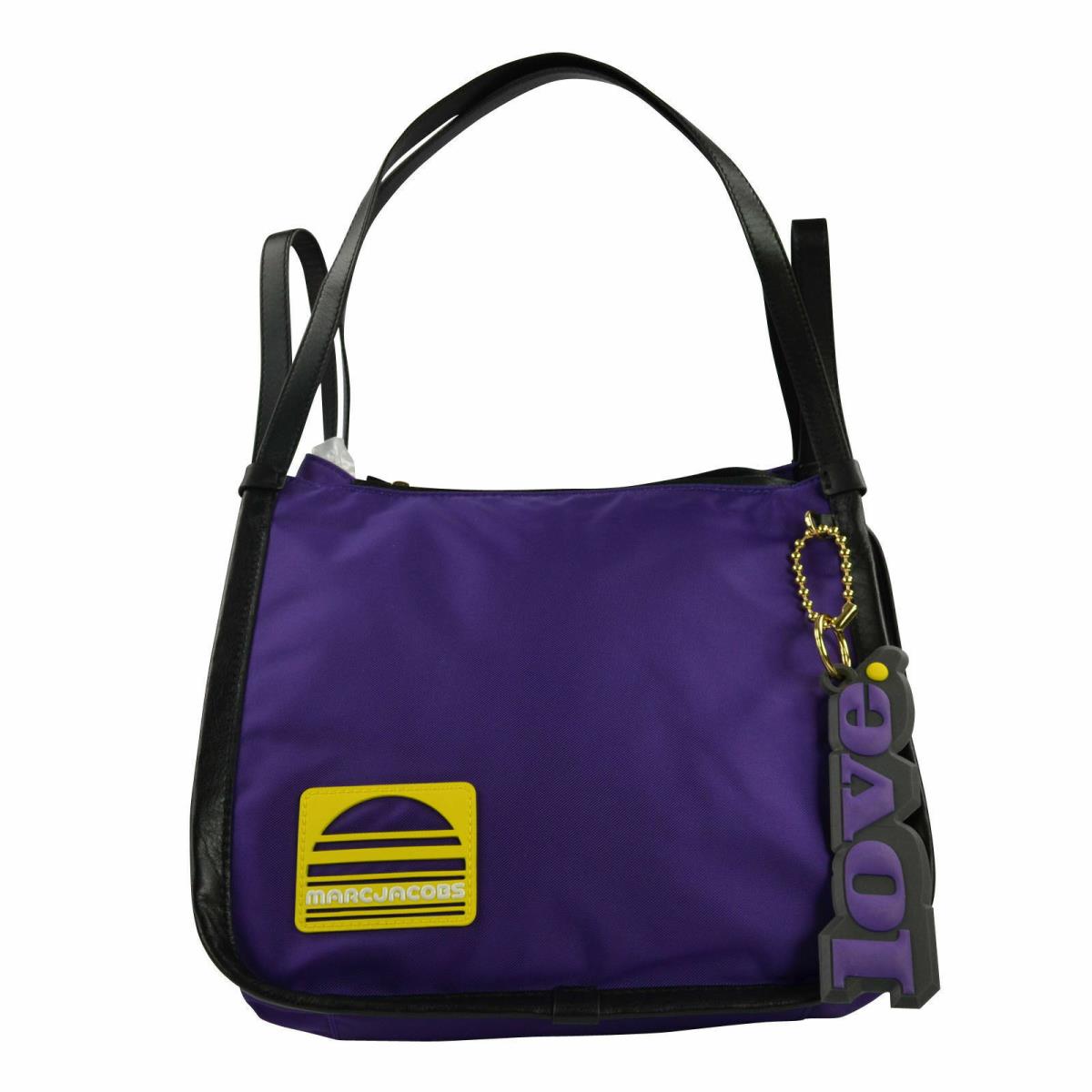 Marc Jacobs Women`s Sport Nylon/leather Tote Love Key Chain Eggplant - Exterior: , Lining: Black, Hardware: Gold