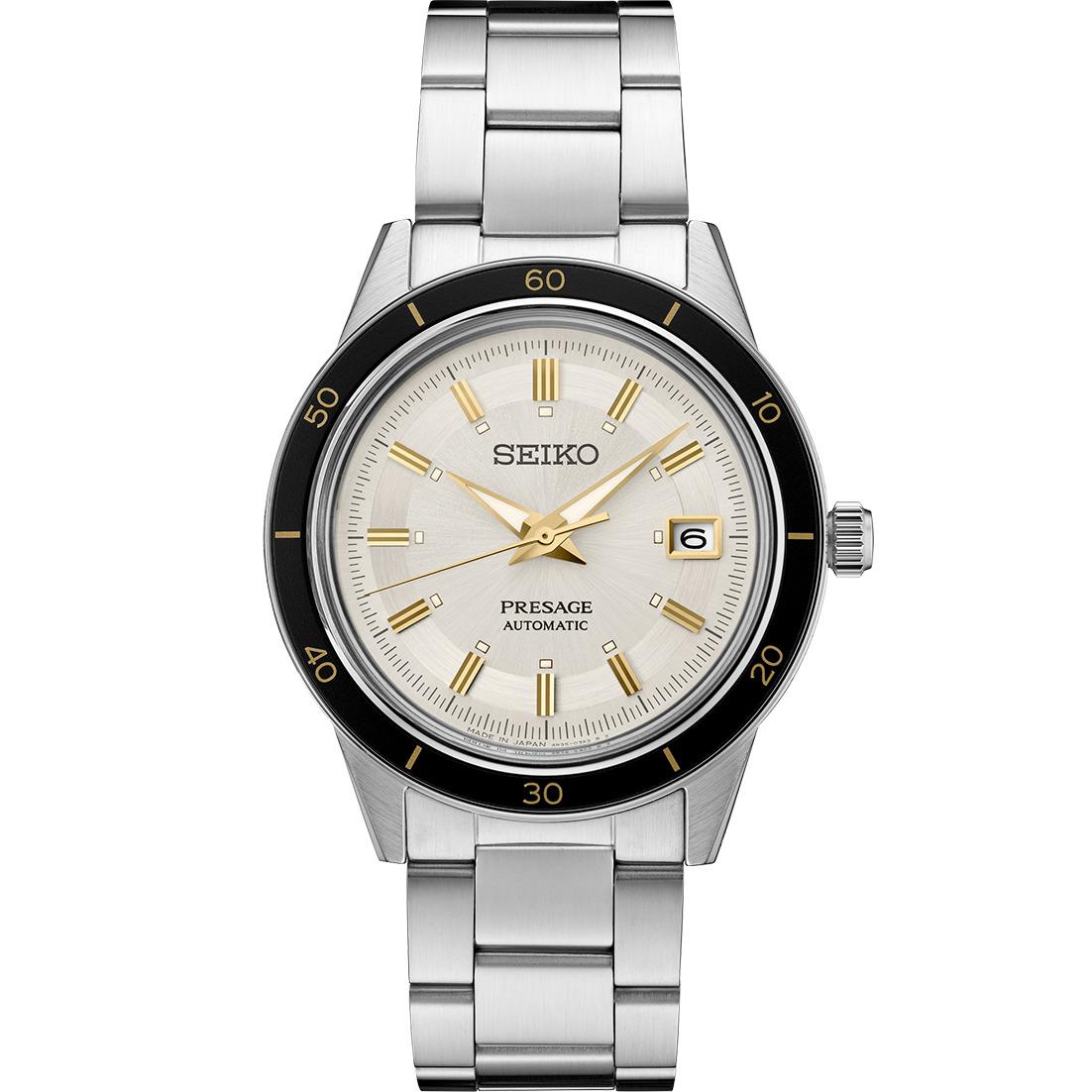 Seiko SRPG03 Presage 41mm Beige Dial Stainless Steel Automatic Men`s Watch - Dial: Beige, Band: Silver, Bezel: Black