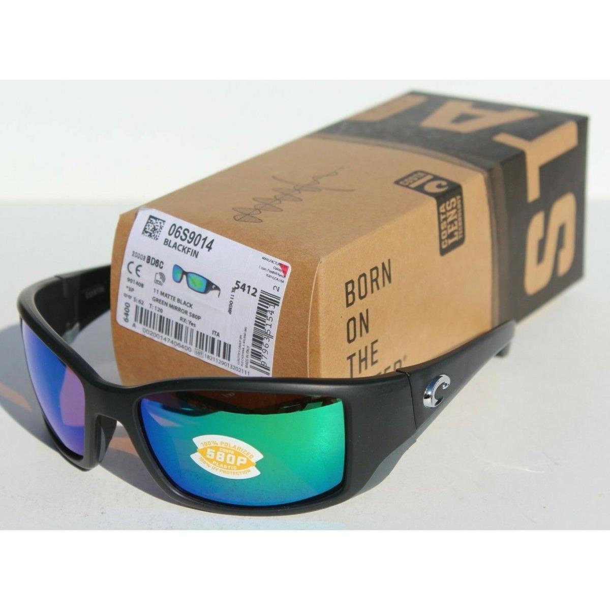 Costa Del Mar Blackfin Polarized Sunglasses Matte Black/green Mirror 580P