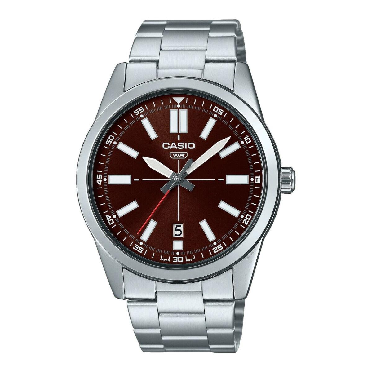 Casio MTP-VD02D-5E Men`s Stainless Steel Brown Dial Sporty 3-Hand Analog Watch