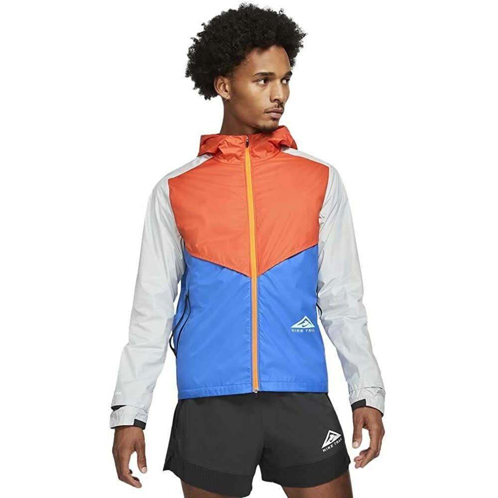 Nike Windrunner Men`s Trail Running Jacket CZ9054-869 Orange Signal Blue XL