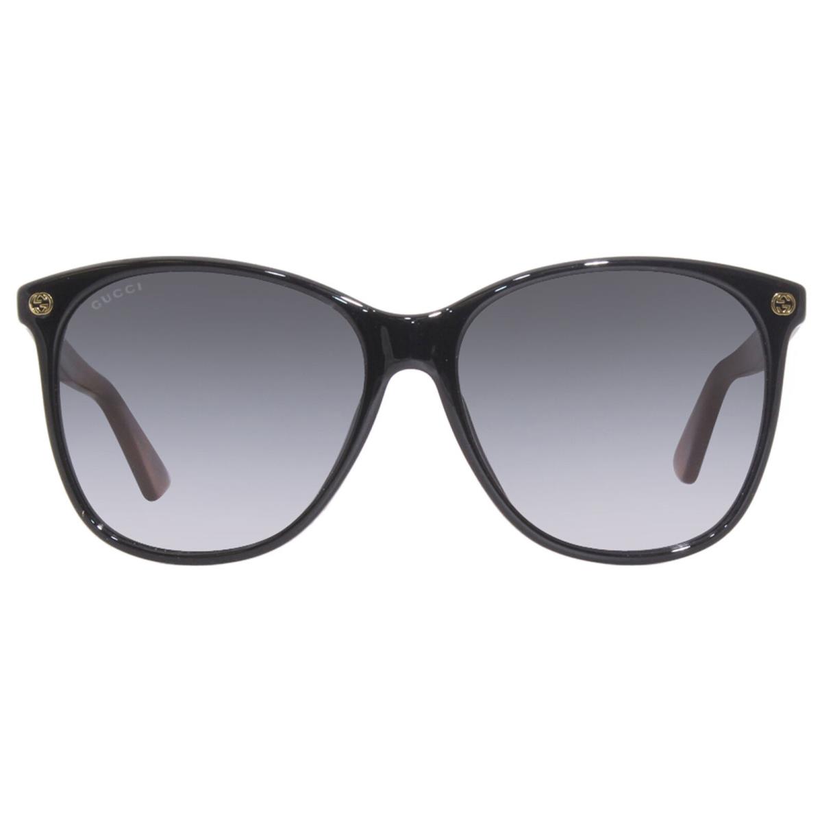 Gucci GG0024S 003 Sunglasses Women`s Black-havana/grey Gradient Lenses Square