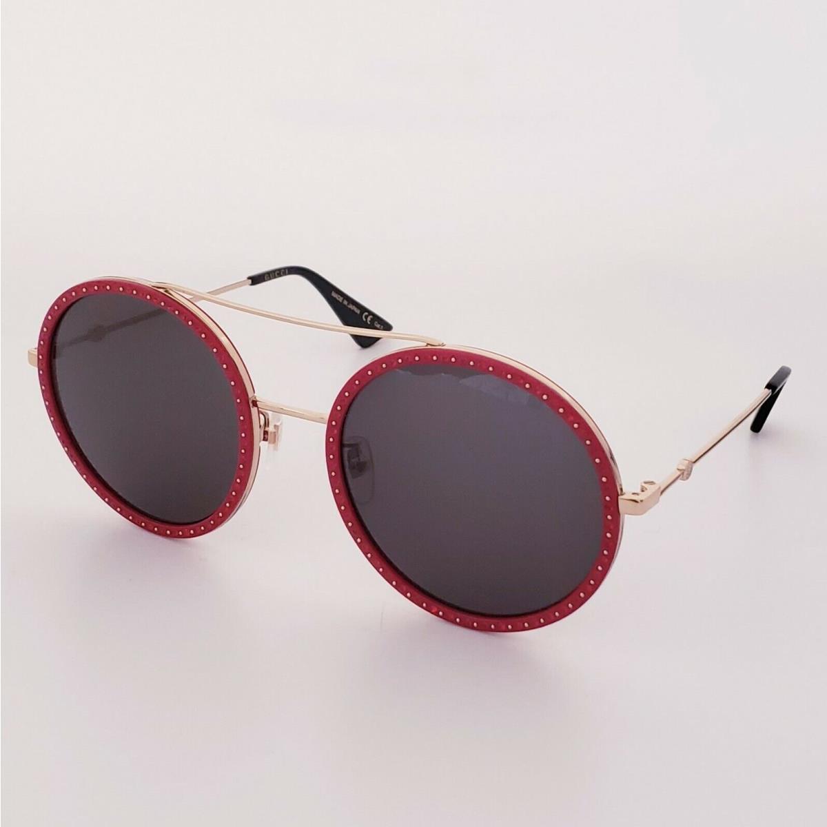 Gucci GG0061S Gold Studs Red Round Women`s Fashion Sunglasses