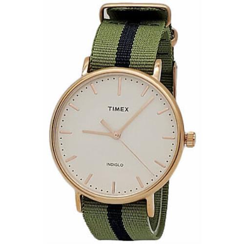 Timex Fairfield Avenue ABT526 Men`s Rose Gold-tone Watch Nylon Strap