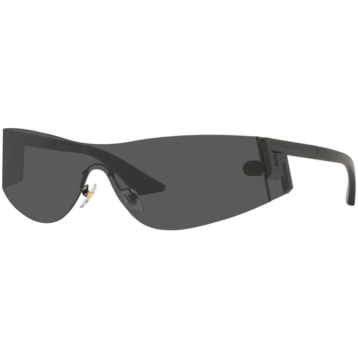 Versace Men`s Matte Black Rimless Shield Sunglasses - VE2241 125687 43 - Italy