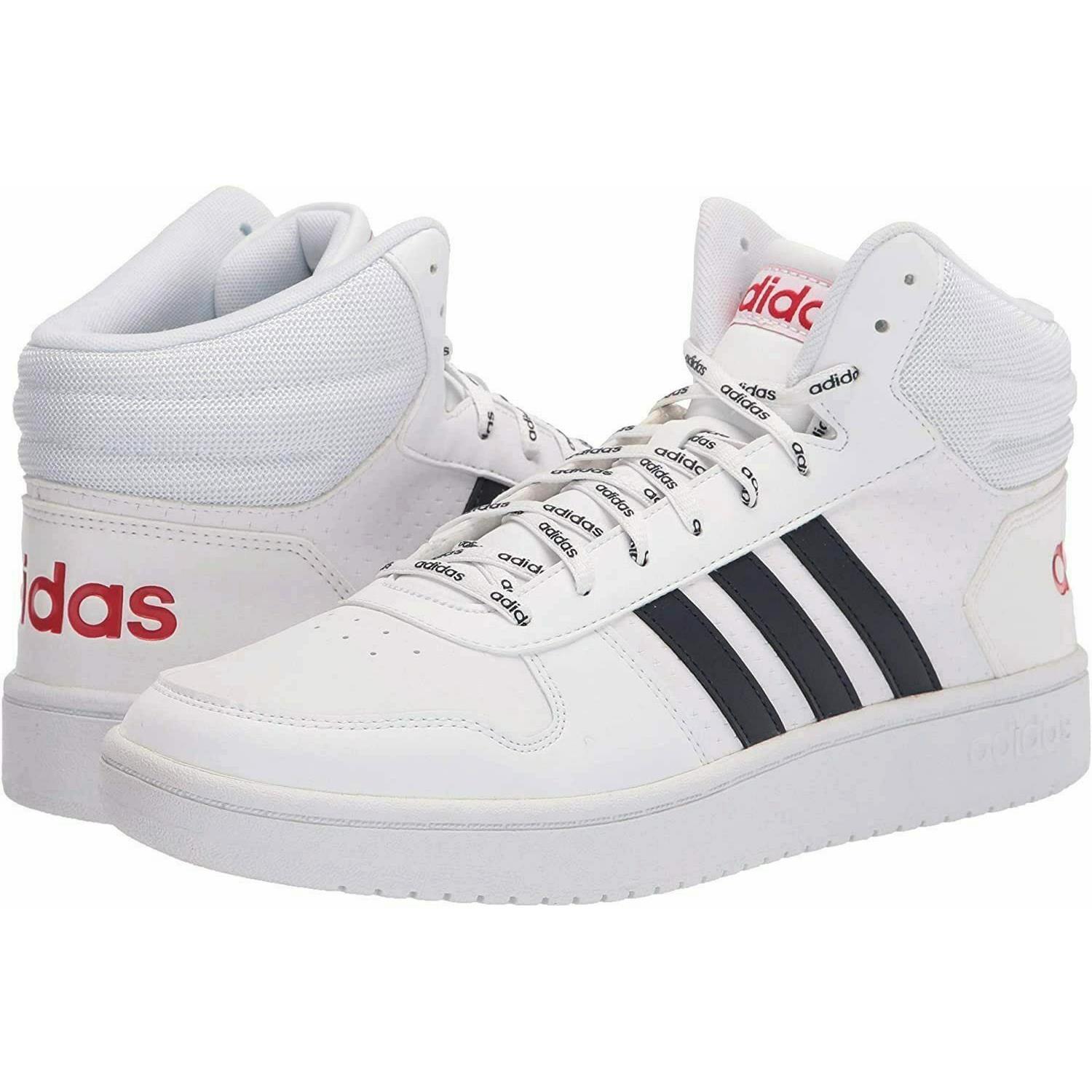 Adidas Hoops 2.0 Mid 11.5 White Legend Ink Basketball Casual Shoe Nos FW4478