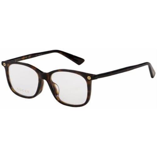 Gucci GG0157OA Asian Fit Havana 002 Rectangle 52-17-145mm Eyeglasses