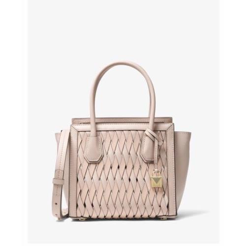 Michael Kors Mercer Studio Woven Leather Crossbody Satchel Soft Pink