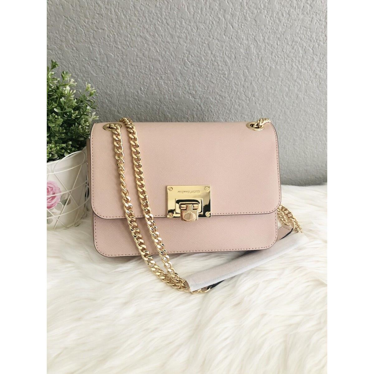 Michael Kors Tina Ballet Pink Medium Saffiano Leather Shoulder Flap Purse