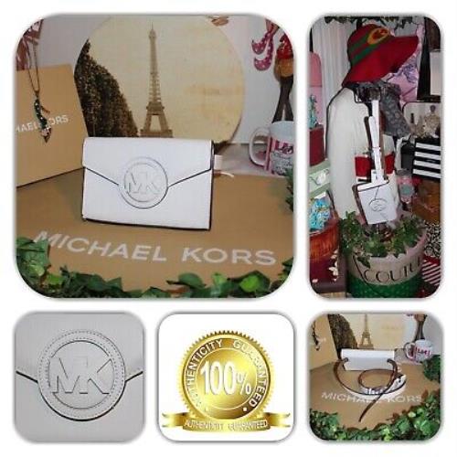 Regal Michael Kors White Leather MK Logo Fanny Pack/bum Belt